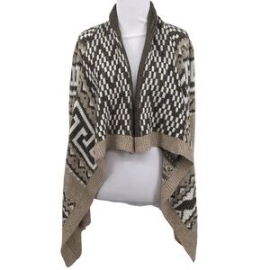 Abercrombie & Fitch Cardigan Sweater Womens XS Small Tan White Aztec Knit